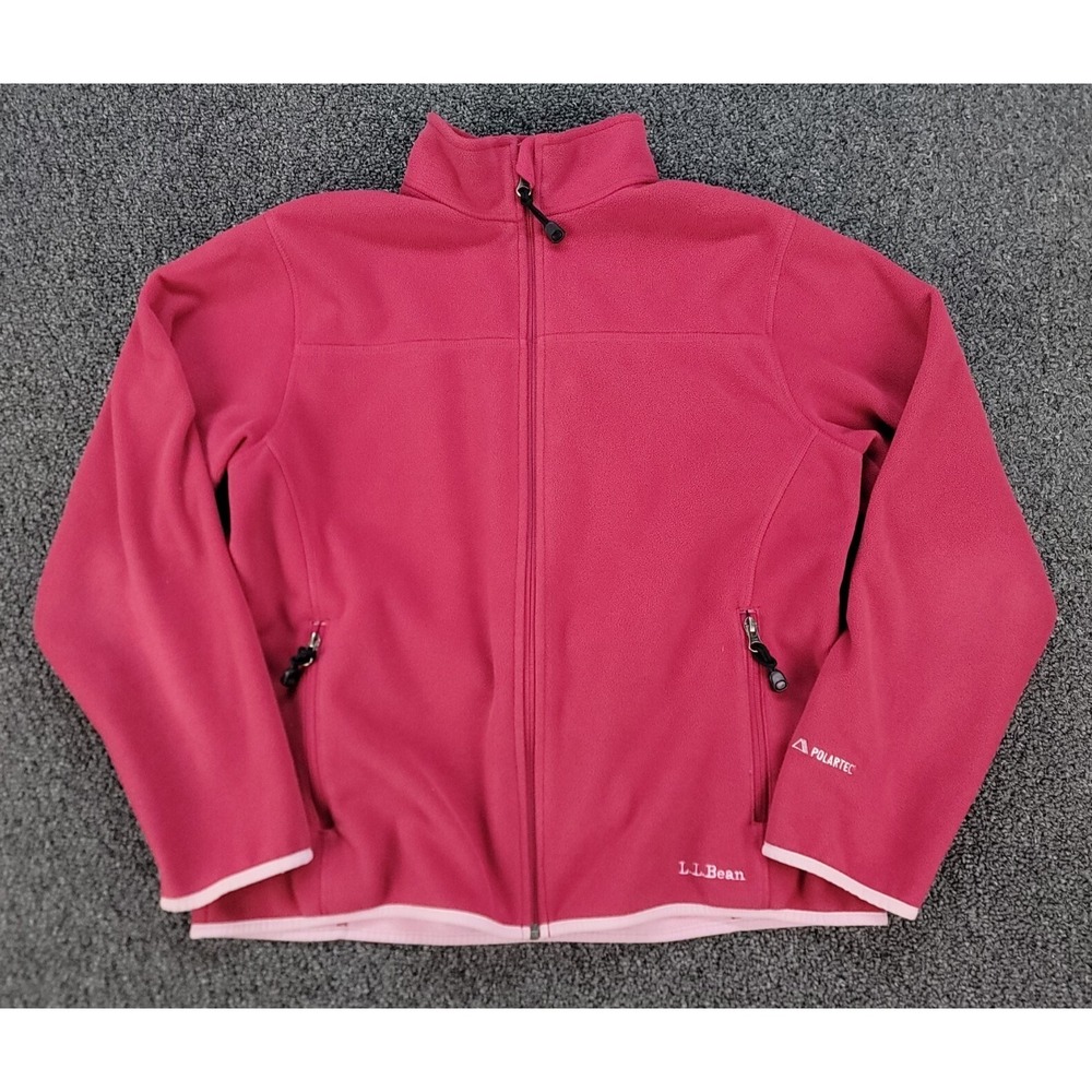 LL Bean Fleece Jacket Womens M Red Polartec Full Zip Outdoor Vintage 90s Hiking